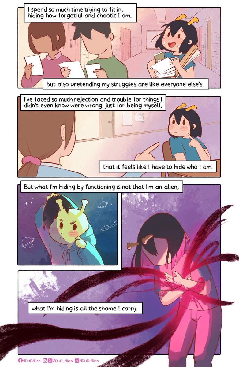 ADHD_Alien's tweet image. Shame is one of the hardest things about ADHD for me. I'm back and the book is finished but instead of feeling proud, I feel ashamed for not having managed to stay active online, manage my household better or even shower regularly.