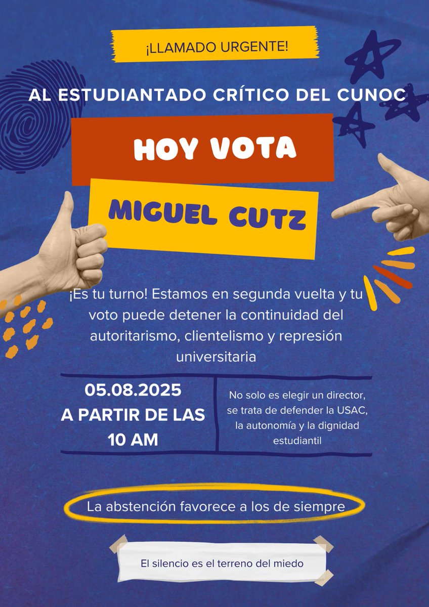 Hoy también podemos rescatar el CUNOC. Estudiante de Xela sal a votar.
La Usac y en especial el Centro de Quetzaltenango ha sido utilizado para fines ajenos a la Universidad, esto debe cambiar.