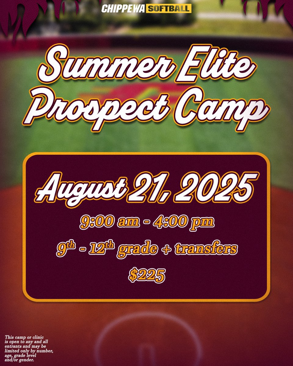 One more prospect camp opportunity this summer!

Come spend the day at MJS and show off your skills while learning more about the game ❤️‍🔥

Register here: shorturl.at/aDFKE

#FireUpChips🔥⬆️🥎