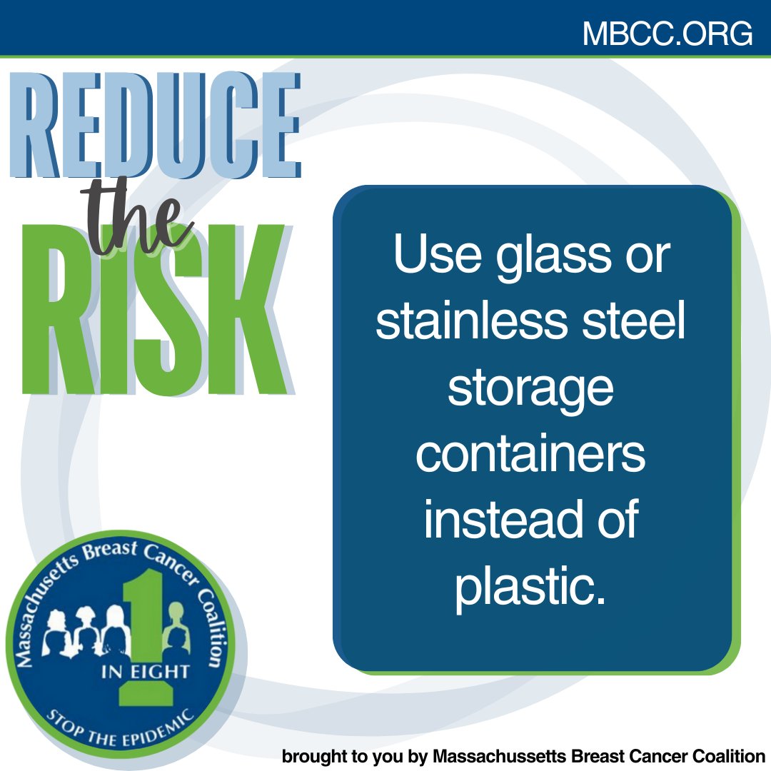 Reduce The Risk: Use glass or stainless steel storage containers instead of plastic.
#ReduceRisk #MBCC #BreastCancerPrevention