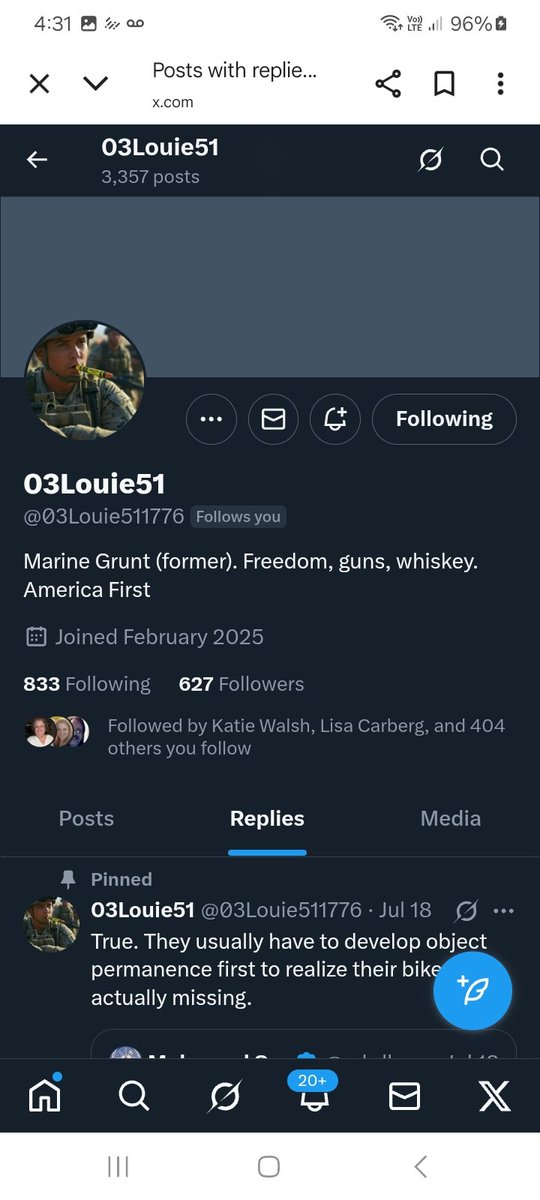 Let's get this freedom, guns and whiskey loving USMC VETERAN some new friends please give <a href="/03Louie511776/">03Louie51</a> a F&amp;R 💪🫶👊💥🇺🇸🫡