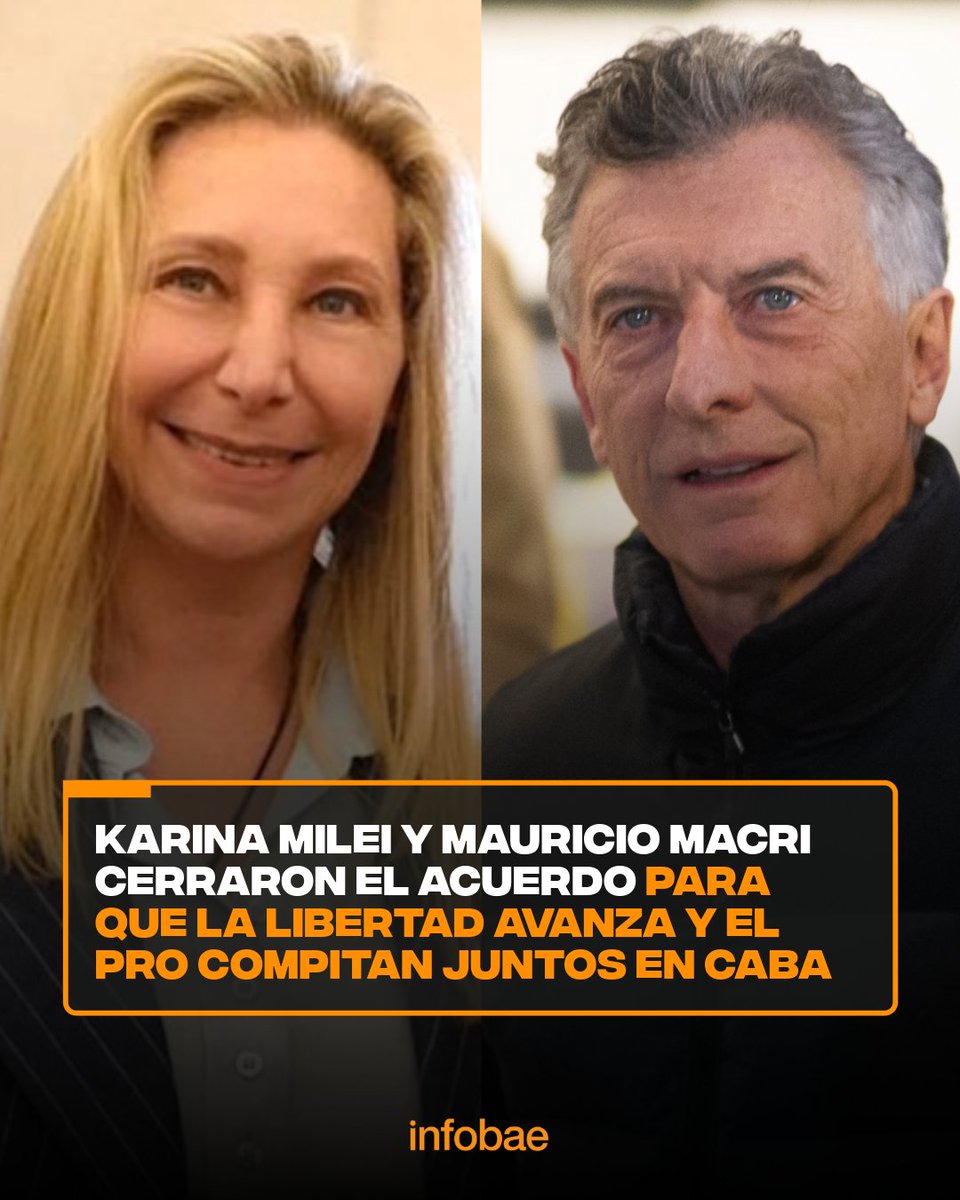 Karina Milei y Mauricio Macri cerraron el acuerdo para que La Libertad Avanza y el PRO compitan juntos en CABA infob.ae/45kWOG2