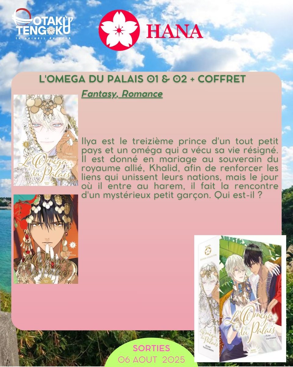 Les #SortiesManga 📖 du mercredi 06 août chez <a href="/Editions_Hana/">Editions Hana</a>
• Hidamari Ga Kikoeru - Coffret intégral
• Monster &amp; Ghost - édition limitée Vol.2
• L'Omega du palais 01 &amp; 02 + Coffret