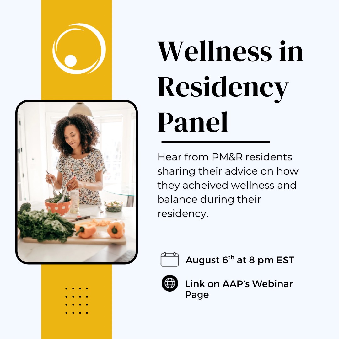 Calling Residents and Medical Students! Tune into the AAP #Wellness Panel hosted by the RFC. We'll be hearing from residents regarding their strategies and tips for taking care of yourself, while also meeting the demands of residency training!