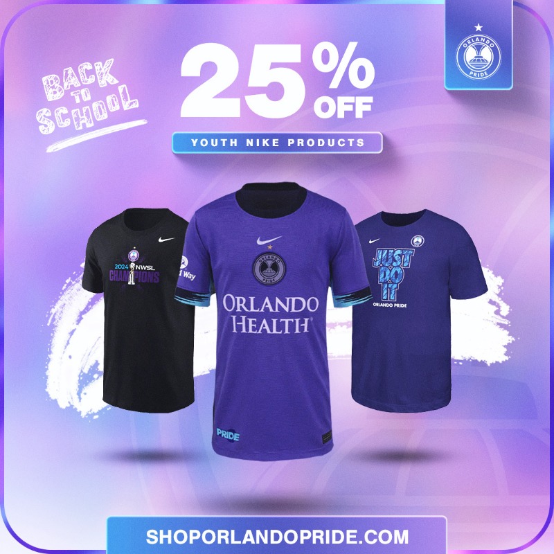 ORLPride's tweet photo. New gear for the new year 📚

Head back to school in style with 25% off all youth Nike products at @ShopORLPride 🛒