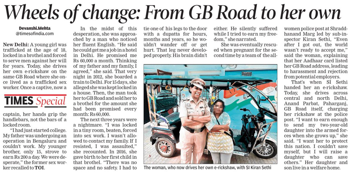 I spoke to a former sex worker, trafficked at 18 and locked in a GB Road brothel. In that tiny room, she tied her baby’s leg to a door with a dupatta to keep him safe — it left him disabled for life. Now she drives an e-rickshaw, saving for his treatment and her daughter’s future