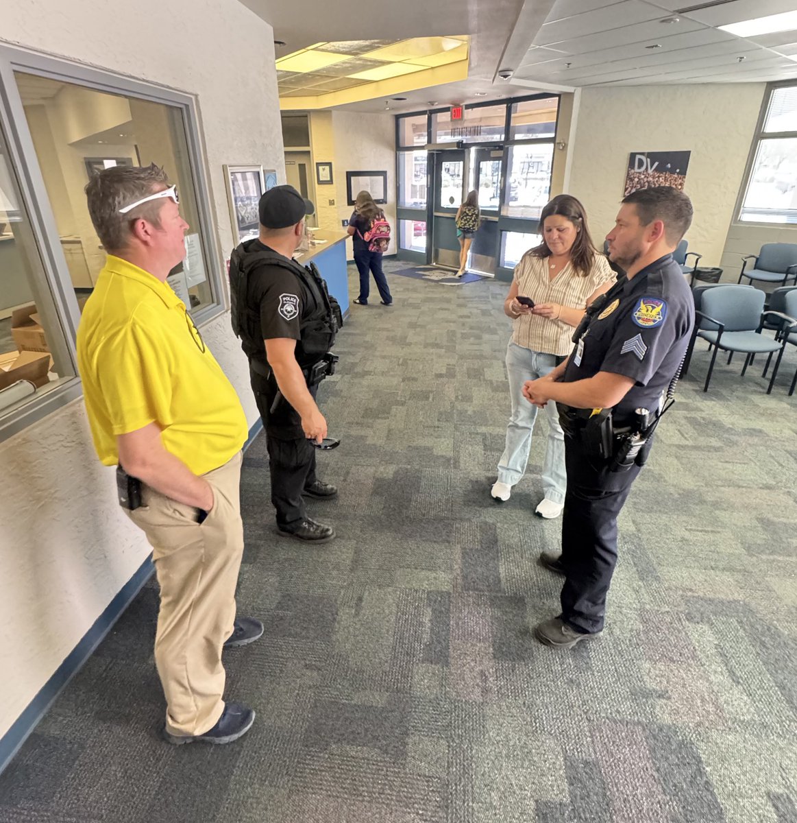 Sgt. Barton and Officer Brockschmidt perform a campus safety walk with DVHS staff to coordinate training this quarter to keep all our <a href="/DVHSSkyhawks/">Deer Valley Skyhawks</a> safe this year. <a href="/DVUSD/">Deer Valley Unified School District</a> <a href="/GlendaleAZPD/">Glendale Police</a> <a href="/PhoenixPolice/">Phoenix Police</a> #backtoschool2025 #campussafety