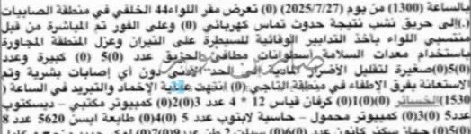 ابو نصر ﷲ (@_60c8) on Twitter photo برقية امنية مؤكدة انفردت بها #صابرين_نيوز
<a href="/sabreenS11/">صابرين نيوز - Sabereen news</a>
تفيد بان ما جرى لاحد مقار الحشد الشعبي في منطقة الصابيات شمال بغداد هو حريق اثر تماس كهربائي وليس كما يدعي احد مسؤولي اللواء حول تعرضه لقصف أو هجوم برقية امنية مؤكدة انفردت بها #صابرين_نيوز
<a href="/sabreenS11/">صابرين نيوز - Sabereen news</a>
تفيد بان ما جرى لاحد مقار الحشد الشعبي في منطقة الصابيات شمال بغداد هو حريق اثر تماس كهربائي وليس كما يدعي احد مسؤولي اللواء حول تعرضه لقصف أو هجوم