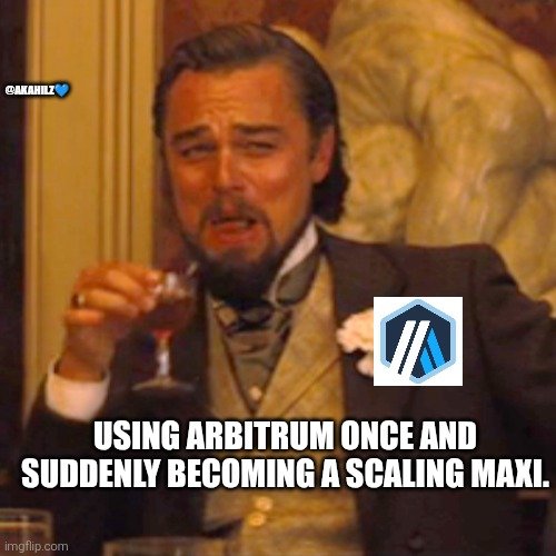 Used <a href="/arbitrum/">Arbitrum</a>  once.
Now I side-eye every L1 like it’s 2021. 👀

Scaling maxi mode: activated. ⚡️

#Arbitrum #Arbimemes #Akahilz