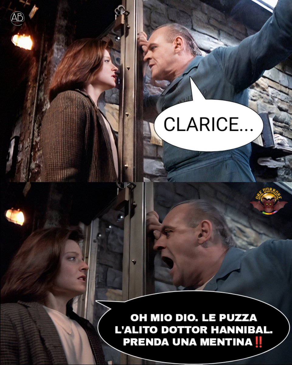 oredorrore's tweet photo. ALITOSI D'ORRORE‼️😅🦇
Creato da Andrea Berveglieri
@Andreaberve
#memes #alito #fiato #alitosi #claricestarling #hanniballecter #IlSilenzioDegliInnocenti #AnthonyHopkins #JodieFoster #horrormovies #horrorfilm #horrorcomeydottor #horrormovies #horrorddict https://t.co/MdE0BpeN8r