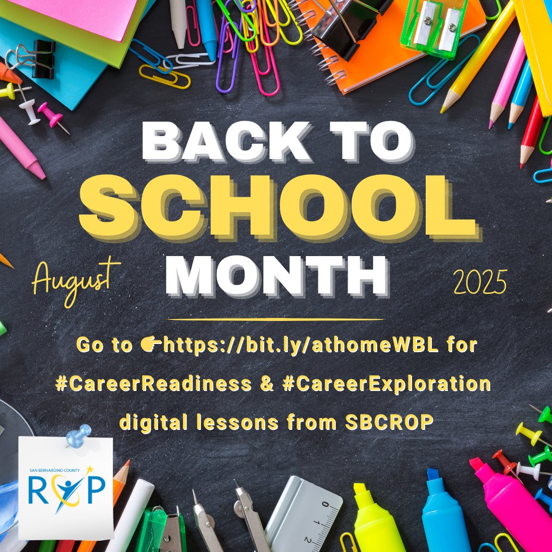 SBC Regional Occupational Program (@sbco_rop) on Twitter photo 📢August is Back to School Month! Ensure your ROP/CTE students are equipped with #CareerReadiness & #CareerExploration tools with #athomeWBL digital lessons.👉👉bit.ly/athomeWBL
<a href="/CTEWorks/">Advance CTE</a> <a href="/CteTeachCA/">CTE TEACH</a> <a href="/CaliforniaCTE/">California CTE</a> <a href="/CAROCP_CTE/">CAROCP</a> <a href="/cte_iedrc/">IEDRC</a> <a href="/CTE_Chat/">#CTEChat</a> <a href="/RCOECTE/">Riverside County Office of Education - CTE</a> 📢August is Back to School Month! Ensure your ROP/CTE students are equipped with #CareerReadiness & #CareerExploration tools with #athomeWBL digital lessons.👉👉bit.ly/athomeWBL
<a href="/CTEWorks/">Advance CTE</a> <a href="/CteTeachCA/">CTE TEACH</a> <a href="/CaliforniaCTE/">California CTE</a> <a href="/CAROCP_CTE/">CAROCP</a> <a href="/cte_iedrc/">IEDRC</a> <a href="/CTE_Chat/">#CTEChat</a> <a href="/RCOECTE/">Riverside County Office of Education - CTE</a>