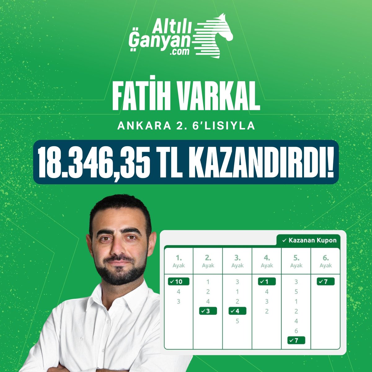 AltılıGanyan.com (@altiliganyancom) on Twitter photo 🎉🥳 FATİH VARKAL, ANKARA'DA İMZASINI ATTI! ✍️
😉 Kazanç cebinizde!
💰 18.346,35 ₺
🔎 1,7,10/3/4/1/7/7
👏 <a href="/fatyhvarkal/">Fatih Varkal</a>
🔗 altiliganyan.com/tjk/at-yarisi-… 🎉🥳 FATİH VARKAL, ANKARA'DA İMZASINI ATTI! ✍️
😉 Kazanç cebinizde!
💰 18.346,35 ₺
🔎 1,7,10/3/4/1/7/7
👏 <a href="/fatyhvarkal/">Fatih Varkal</a>
🔗 altiliganyan.com/tjk/at-yarisi-…