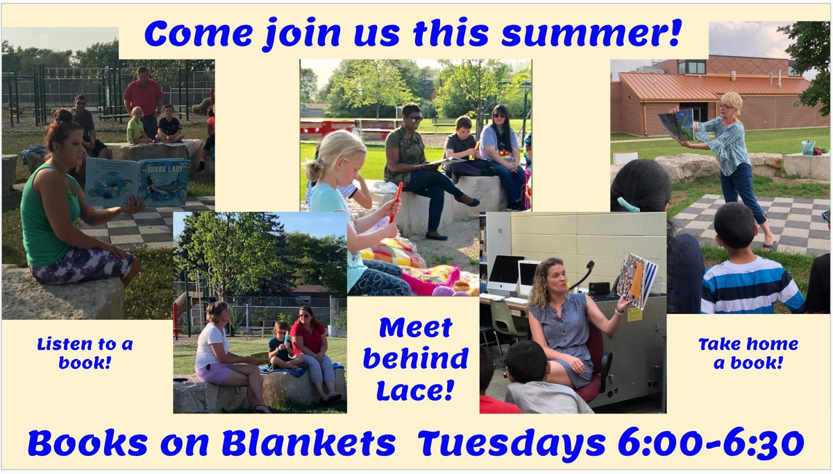 d61reyes's tweet photo. Books on Blankets TONIGHT behind Lace by the rocks! Come at 6:00 for read alouds, popsicles &amp; books! @D61Lace @D61Staubus @d61blessman @D61thate #lacereadstogether https://t.co/ItLM3wnkvY