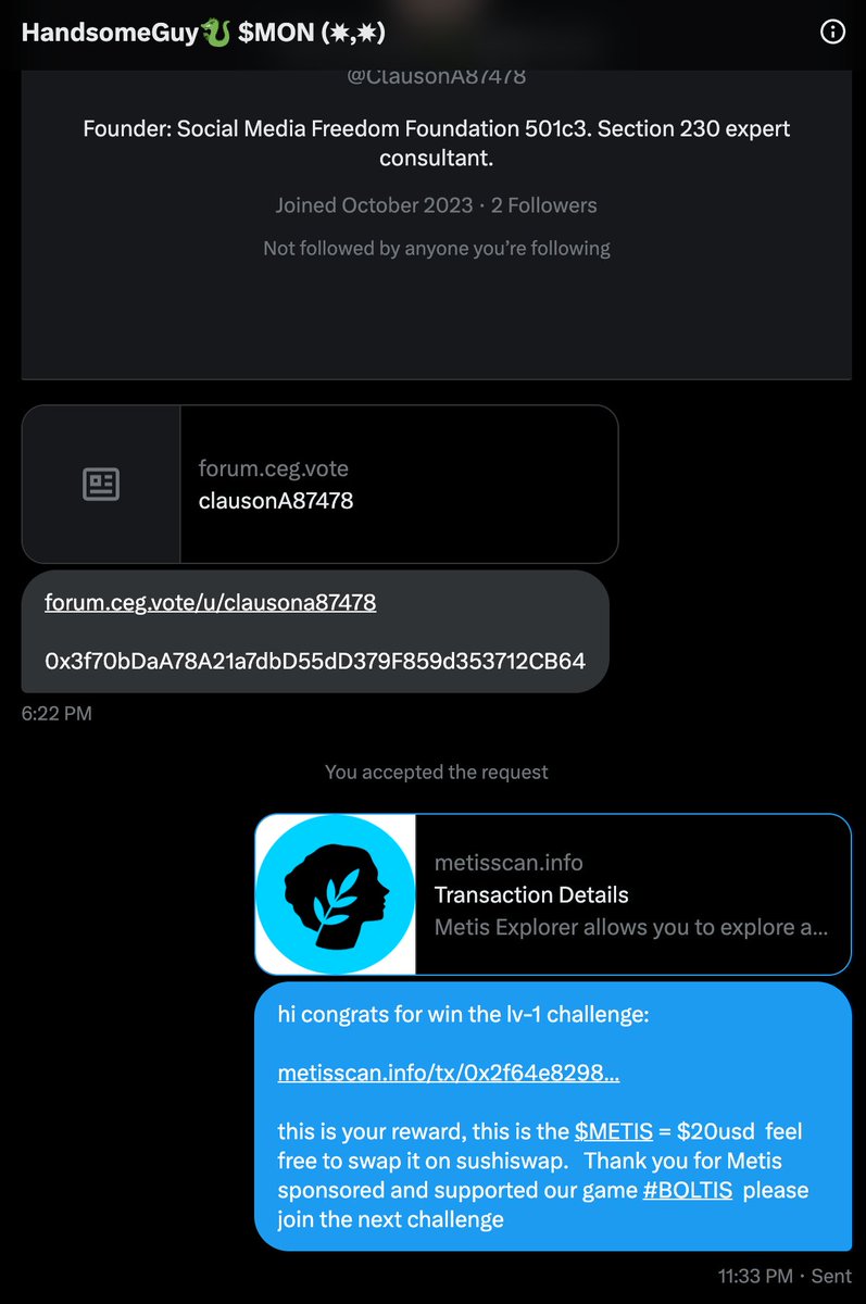 theras_labs's tweet photo. @MetisL2 Congrats to the 🇻🇳 winners during the livestream! 🎉
@NguyenVanChi69
@Pun6xVN
@ClausonA87478
@CryptoWOW12509
❌ @Helen_hihihi didn’t fulfill the requirements.
Enjoy the $20 equivalent in $METIS — feel free to swap it to USDT on @SushiSwap.
#BOLTIS Thank you @MetisL2 ❤️ https://t.co/n8mrLJ7PKT