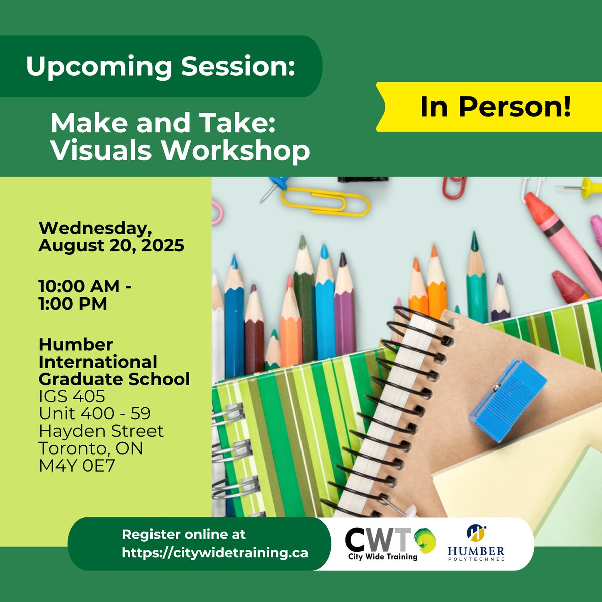 cwt_humber's tweet photo. Join us in-person for a 𝗵𝗮𝗻𝗱𝘀-𝗼𝗻, 𝗰𝗿𝗲𝗮𝘁𝗶𝘃𝗲 𝘄𝗼𝗿𝗸𝘀𝗵𝗼𝗽 where you’ll design and take-home customized visuals to support communication, routines, and self-regulation! https://t.co/AIEtK6s3Rf https://t.co/JCMZWHNnN1
