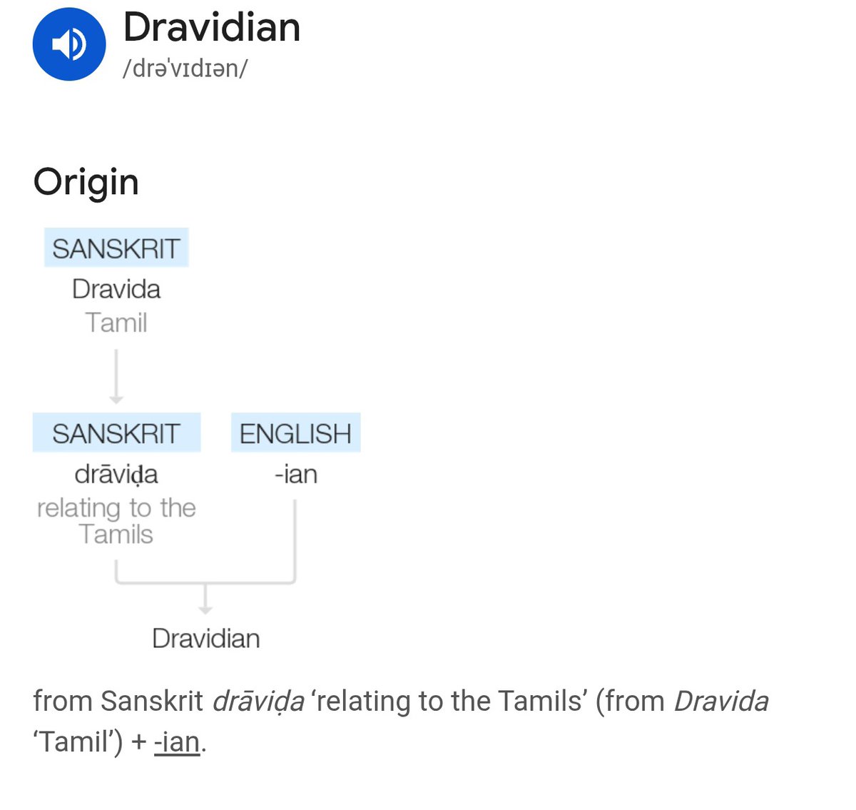 The word "Dravidian" itself comes from Sanskrit. Lmao 

This guy will have an existential crisis now. 😂