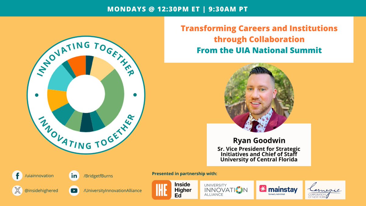 Inside Higher Ed (@insidehighered) on Twitter photo 🔴 Previously Live | Transformation in higher ed is built on small, daily actions. Dr. Ryan Goodwin shares how <a href="/UCF/">UCF</a> leverages collaboration and trust to change outcomes. #InnovatingTogether <a href="/UIAinnovation/">University Innovation Alliance (UIA)</a> <a href="/bburnsedu/">Dr. Bridget Burns</a> <a href="/hey_mainstay/">Mainstay</a> <a href="/CarnegieCorp/">Carnegie Corporation of New York</a>
bit.ly/4mtHTAa 🔴 Previously Live | Transformation in higher ed is built on small, daily actions. Dr. Ryan Goodwin shares how <a href="/UCF/">UCF</a> leverages collaboration and trust to change outcomes. #InnovatingTogether <a href="/UIAinnovation/">University Innovation Alliance (UIA)</a> <a href="/bburnsedu/">Dr. Bridget Burns</a> <a href="/hey_mainstay/">Mainstay</a> <a href="/CarnegieCorp/">Carnegie Corporation of New York</a>
bit.ly/4mtHTAa