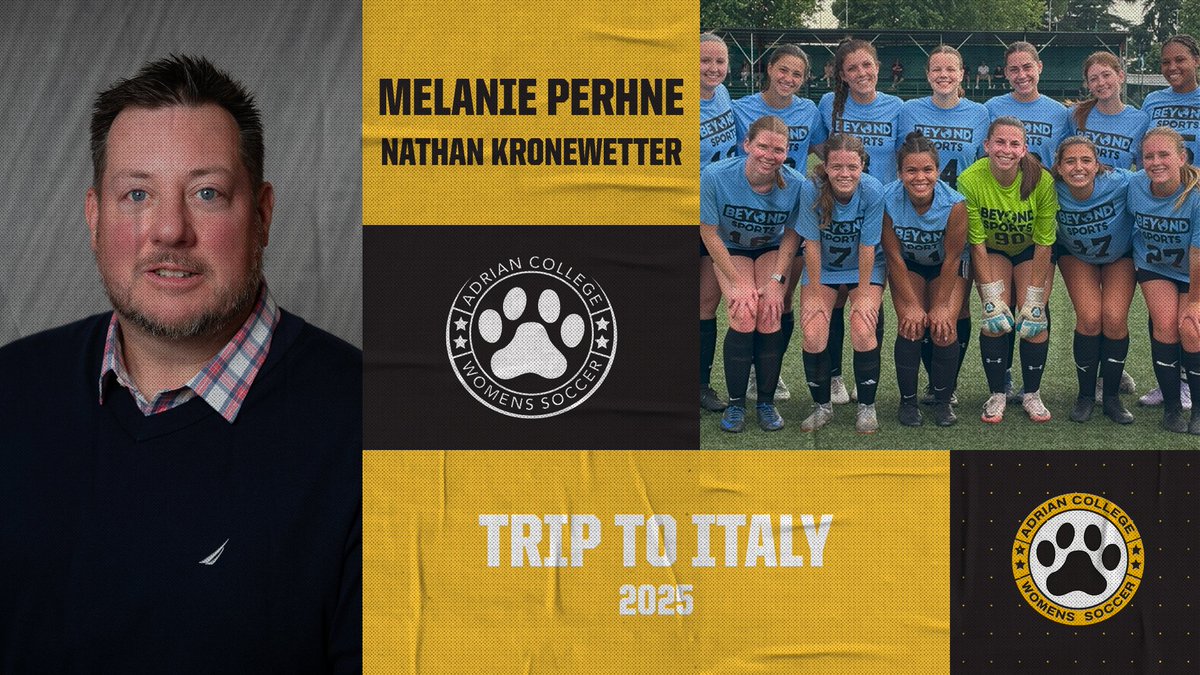 Adrian College Athletics (@adrianbulldogs) on Twitter photo Head Coach, Nathan Kronewetter, and rising Junior, Melanie Perhne, of <a href="/AdrianWSoccer/">Adrian College Women's Soccer</a> recently concluded a summer soccer excursion overseas in Italy.
RECAP -- tinyurl.com/2s3tdkhs
#d3soccer #GDTBAB Head Coach, Nathan Kronewetter, and rising Junior, Melanie Perhne, of <a href="/AdrianWSoccer/">Adrian College Women's Soccer</a> recently concluded a summer soccer excursion overseas in Italy.
RECAP -- tinyurl.com/2s3tdkhs
#d3soccer #GDTBAB