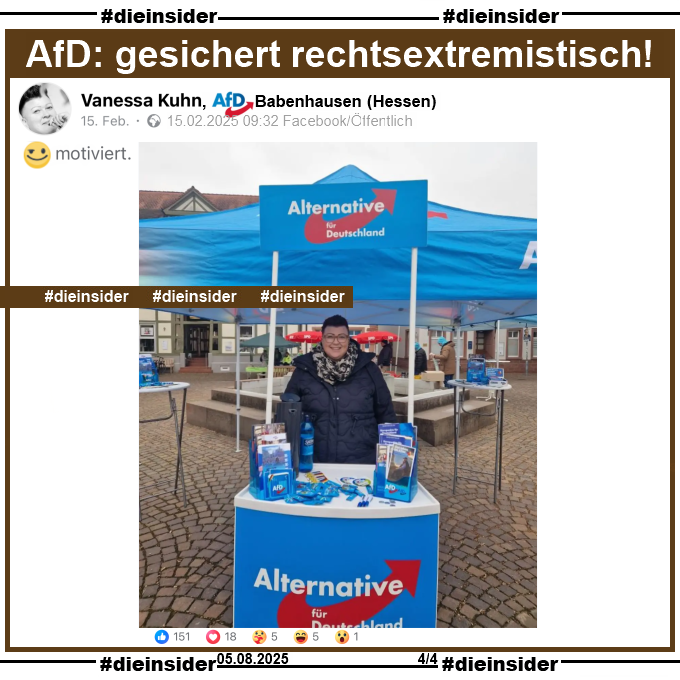 Die_Insider's tweet image. Vanessa Kuhn von der #AfD #Babenhausen in #Hessen: "Für Deutschland alles!!!", am liebsten in Schwarz-Weiß-Rot!?

#LautGegenNazis #NiemalsAfD #AfDVerbot
#GemeinsamGegenHass #DieInsider