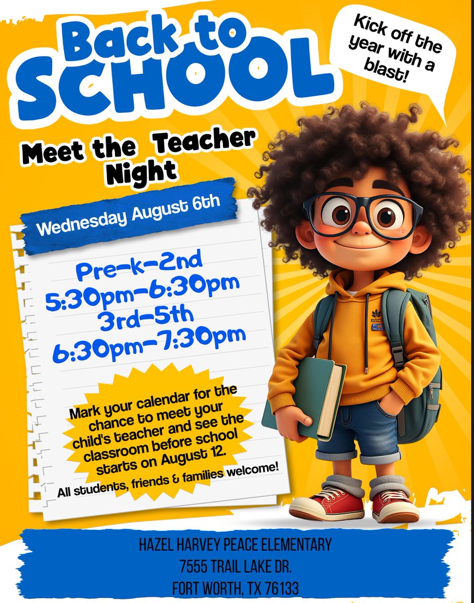 The 2025-26 school year is upon us.📚 We cordially invite you to Meet the Teacher tomorrow, August 6, 2025. Kindly review the attached flier for additional information. 👩🏼‍🏫🍎👨🏽‍🏫