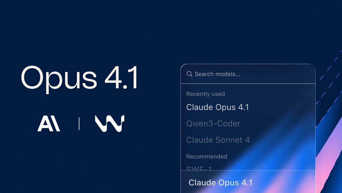 Claude Opus 4.1 is live in Windsurf. Let us know what you think!