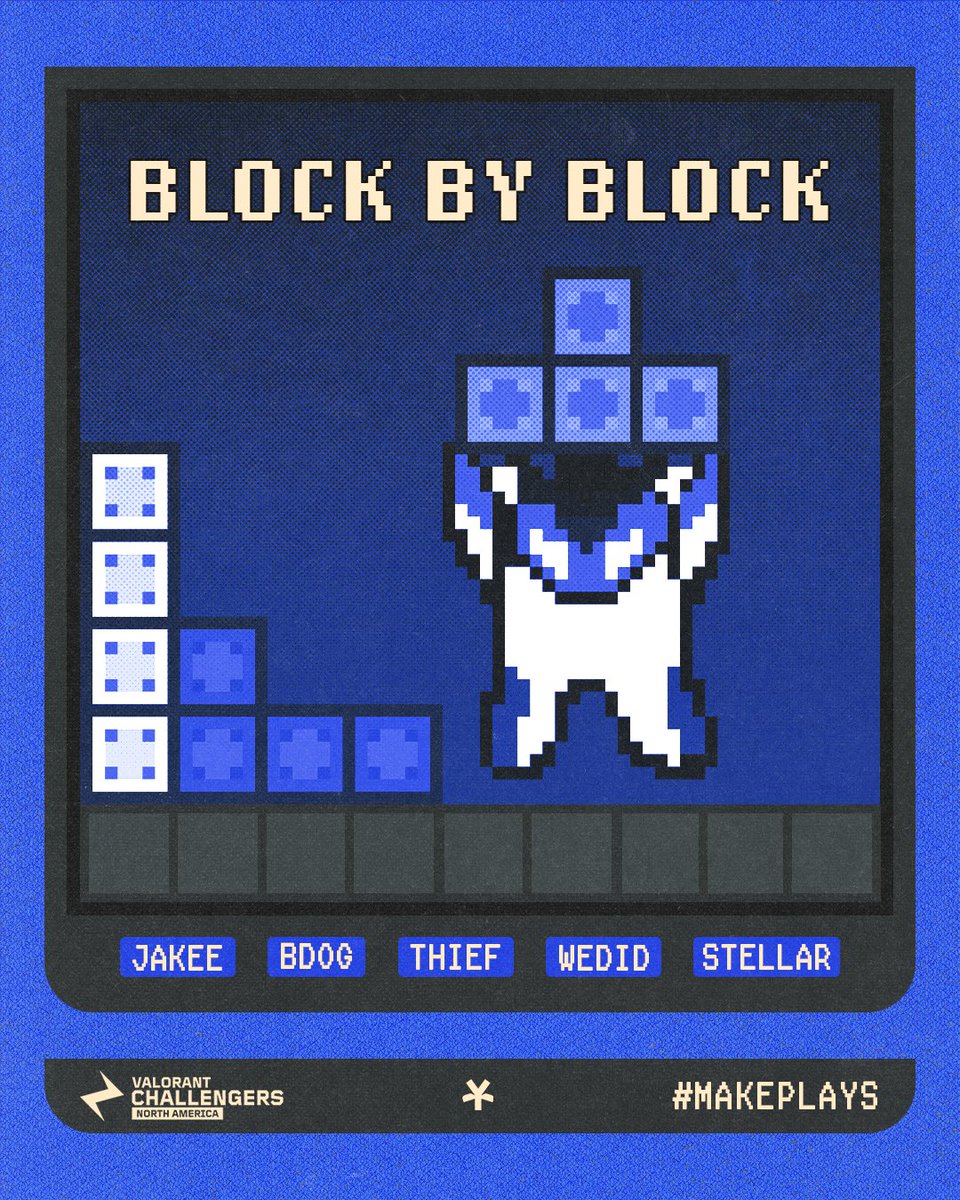 Building our playoffs run block by block.  🟦

4PM EST vs <a href="/TSM/">TSM</a> 

#makePLAYS | #ChallengersNA