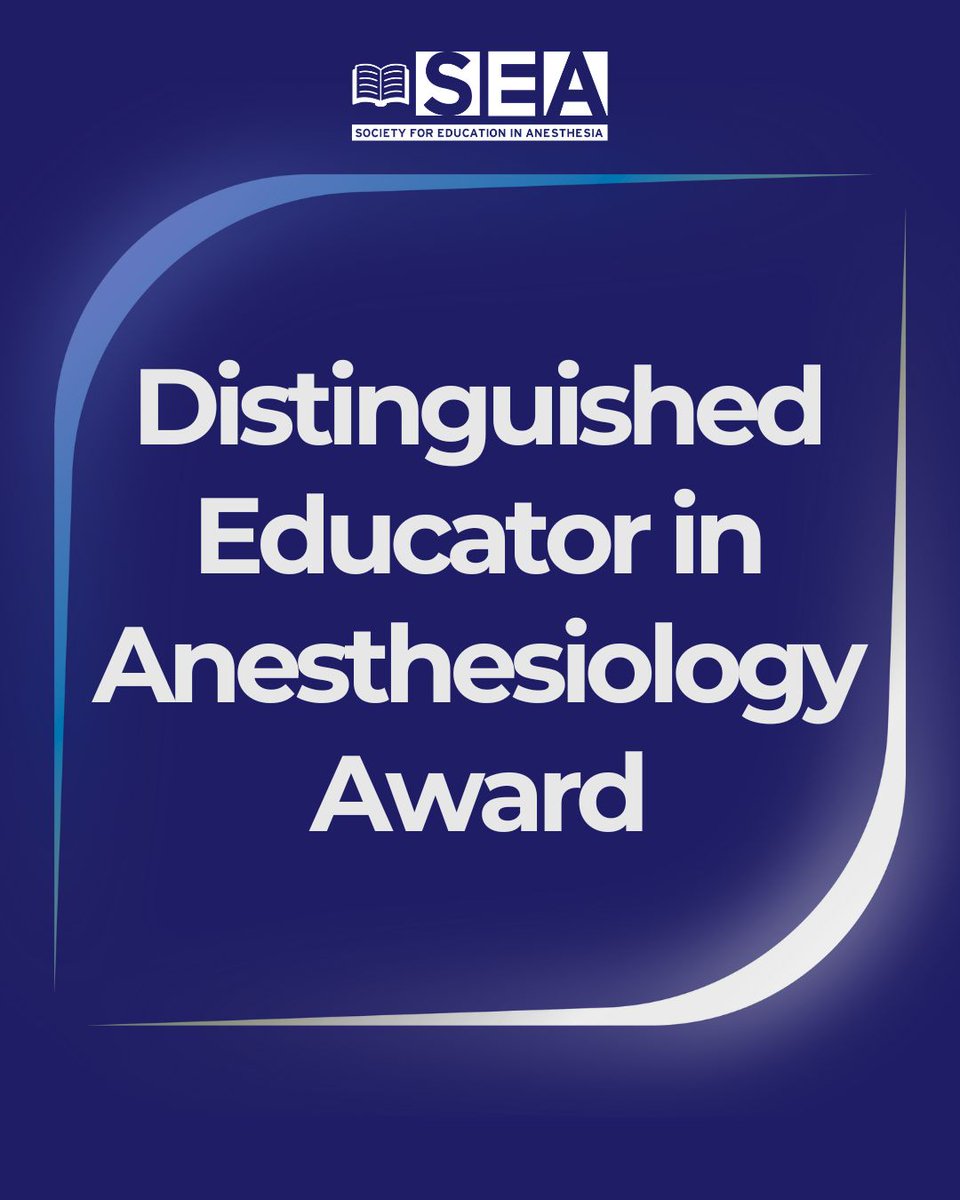 SEAnesHQ's tweet photo. The Distinguished Educator in Anesthesiology Award honors anesthesiologist educators who demonstrate exceptional dedication to teaching.

 Congratulations to this year’s recipients! https://t.co/k3isom7bKV https://t.co/hfZ3BvId4X
