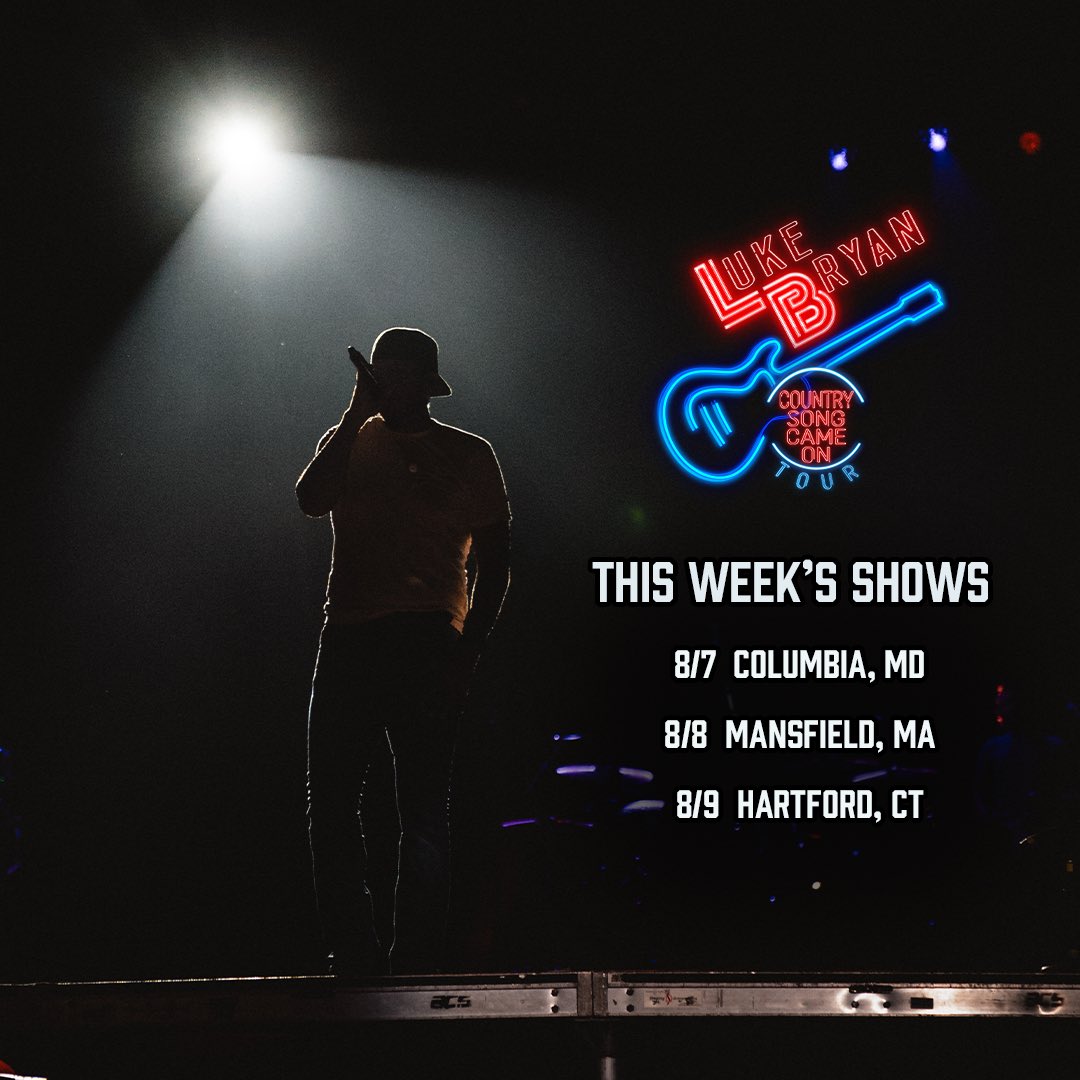 See y’all this week in Maryland, Massachusetts, and Connecticut #CountrySongCameOnTour

lukebryan.com/tour