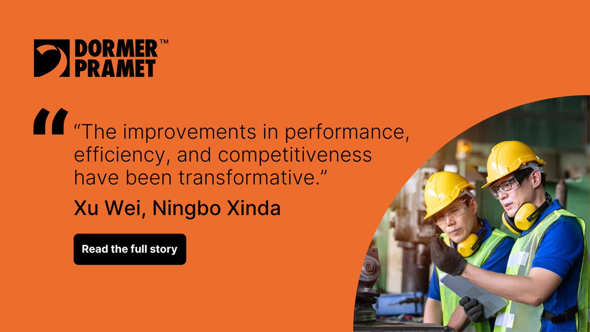 “The improvements in performance, efficiency, and competitiveness have been transformative.”
– Xu Wei, Ningbo Xinda

We help global manufacturers perform with precision tooling.

Read more dormerpramet.com/uk-ie/en/case-…

#DormerPramet #CertaintyAtEveryTurn #Collaboration #Tooling