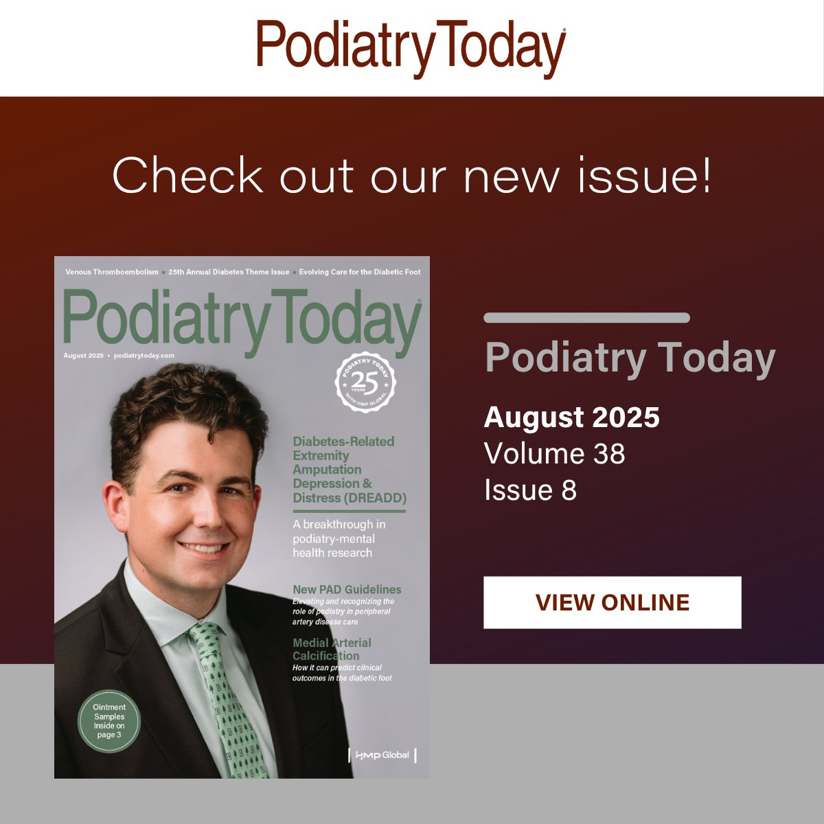 Podiatry Today (@podiatrytoday) on Twitter photo NEW ISSUE ALERT!
The August issue kicks off with Dr. Brooks' details on DREADD. Don't miss this article on an important bidirectional relationship where podiatrists can have a big impact.
Published in partnership with the ACPM. <a href="/podiatrycollege/">American College of Podiatric Medicine</a>
tinyurl.com/aw98t8fn NEW ISSUE ALERT!
The August issue kicks off with Dr. Brooks' details on DREADD. Don't miss this article on an important bidirectional relationship where podiatrists can have a big impact.
Published in partnership with the ACPM. <a href="/podiatrycollege/">American College of Podiatric Medicine</a>
tinyurl.com/aw98t8fn