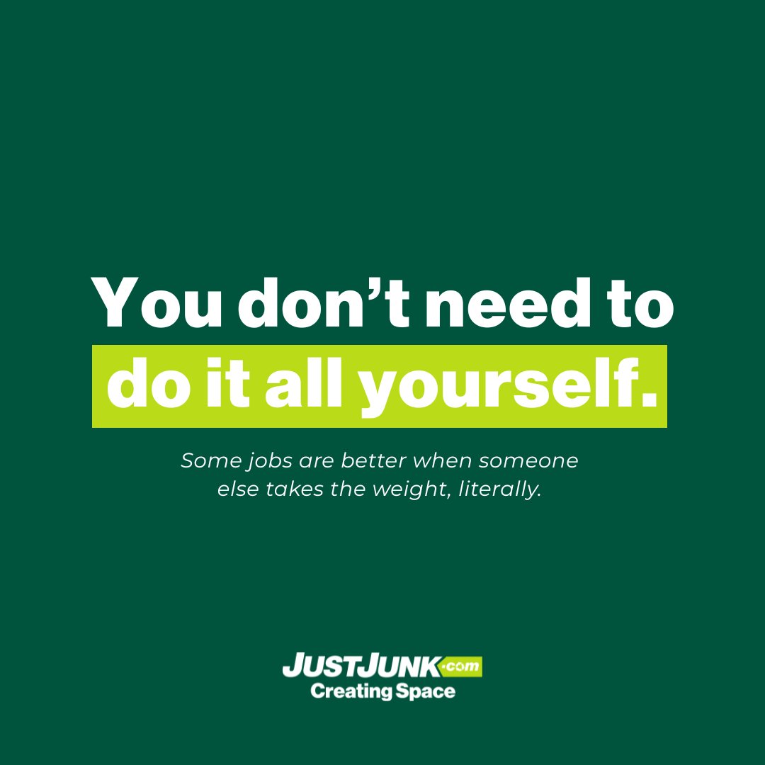 Why lift a finger when you can let us handle the heavy lifting? With JUSTJUNK, you don’t have to do it all yourself. Sit back, relax, and let our team create space for you! Book JUSTJUNK online: 1l.ink/LJJ36VL #JUSTJUNK #CreatingSpace #StressFreeRemoval
