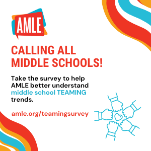 Help AMLE better understand interdisciplinary teaming practices across middle schools! Complete the member survey by August 22: ow.ly/f0j650WzLWP

P.s - We'll be selecting 5 survey takers to receive an amazon gift card!