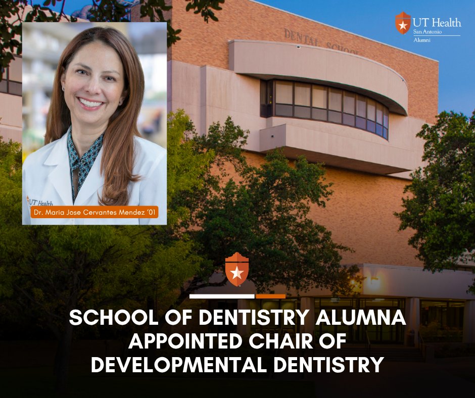 UT Health SA Alumni (@uthealthsalumni) on Twitter photo Dr. Maria Jose Cervantes Mendez ’01 has been appointed chair of the <a href="/UTHealthSA/">UT Health San Antonio</a> School of Dentistry department of developmental dentistry, effective September 1, 2025.
Congratulations to Dr. Cervantes on this achievement!👏🤲 Dr. Maria Jose Cervantes Mendez ’01 has been appointed chair of the <a href="/UTHealthSA/">UT Health San Antonio</a> School of Dentistry department of developmental dentistry, effective September 1, 2025.
Congratulations to Dr. Cervantes on this achievement!👏🤲