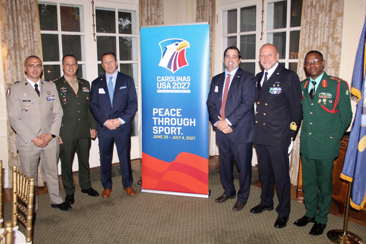 USPCofficial's tweet photo. Great night hosting CISM in Charlotte as we gear up for the 2027 World Military Games 🇺🇸🌍 #peacethroughsport
#CISM #MilitaryWorldGames #Charlotte2027 #USPC #MWG27 https://t.co/aT4pAomCZd