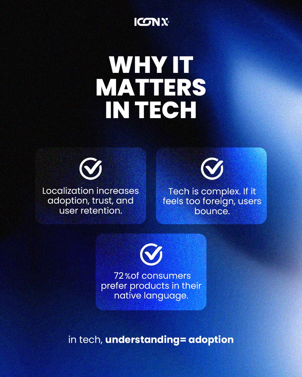 Iconxmarketing's tweet image. Going global? Speak local.
72% of users prefer tech in their own language not just words, but culture, design, and UX.
At ICONX, we don’t just translate.
We localize for trust, clarity, and real adoption.
#ICONX #TechLocalization #GlobalTec
