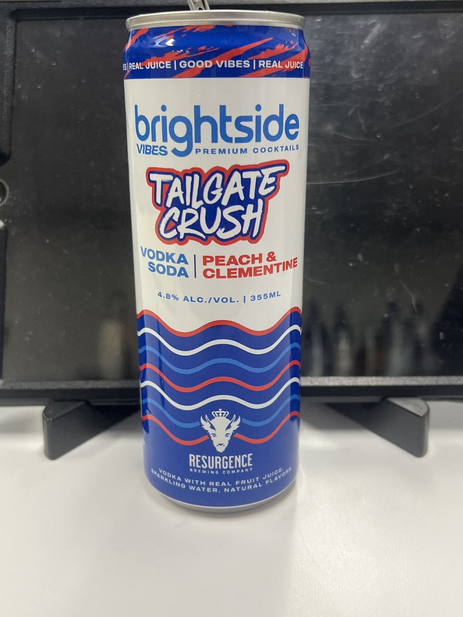 Coming this week to a liquor store near you. NEW Vodka seltzer from Resurgence! Brightside Vibes. Tailgate crush! 
Go Bills ! ❤️🔥💙