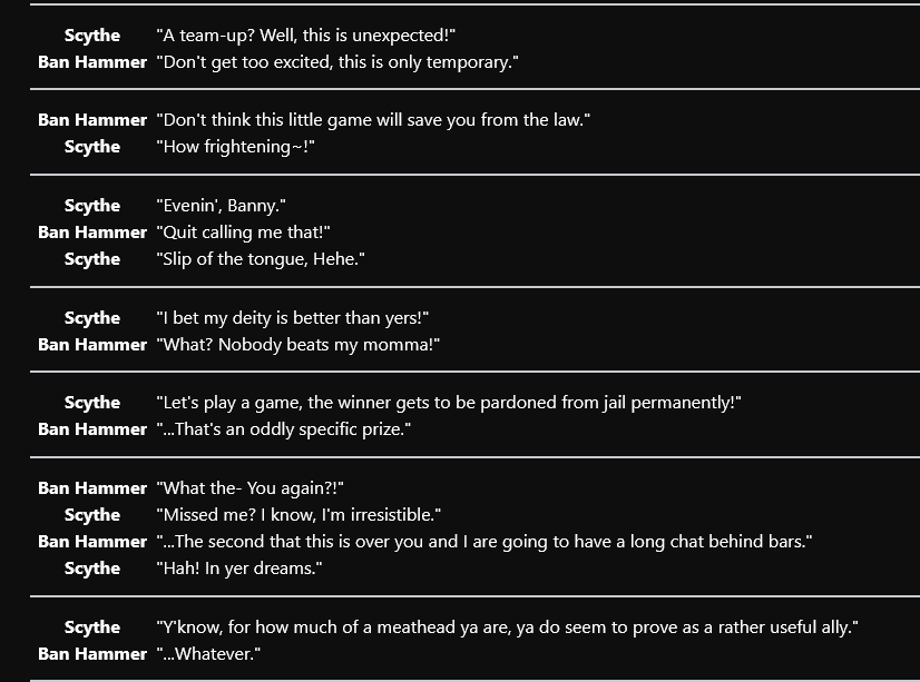 deideiquix's tweet photo. * can i please remind people about these banhammer / scythe dialogues. i miss banscythe. like why are you flirting in the middle of the match get on point not on each others lips https://t.co/baZHVGGxNq
