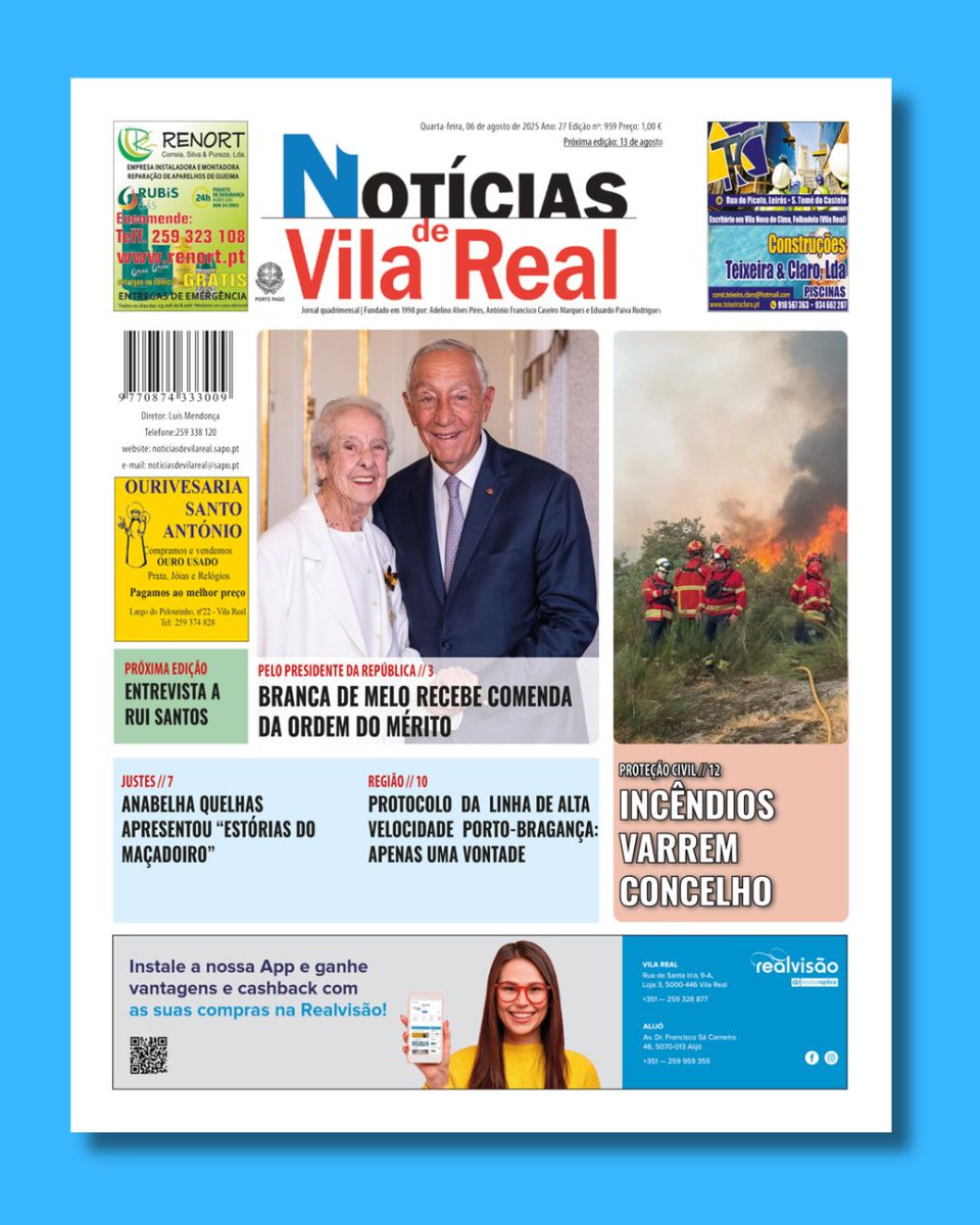 Edição nº 959 do Notícias de Vila Real já está nas bancas!