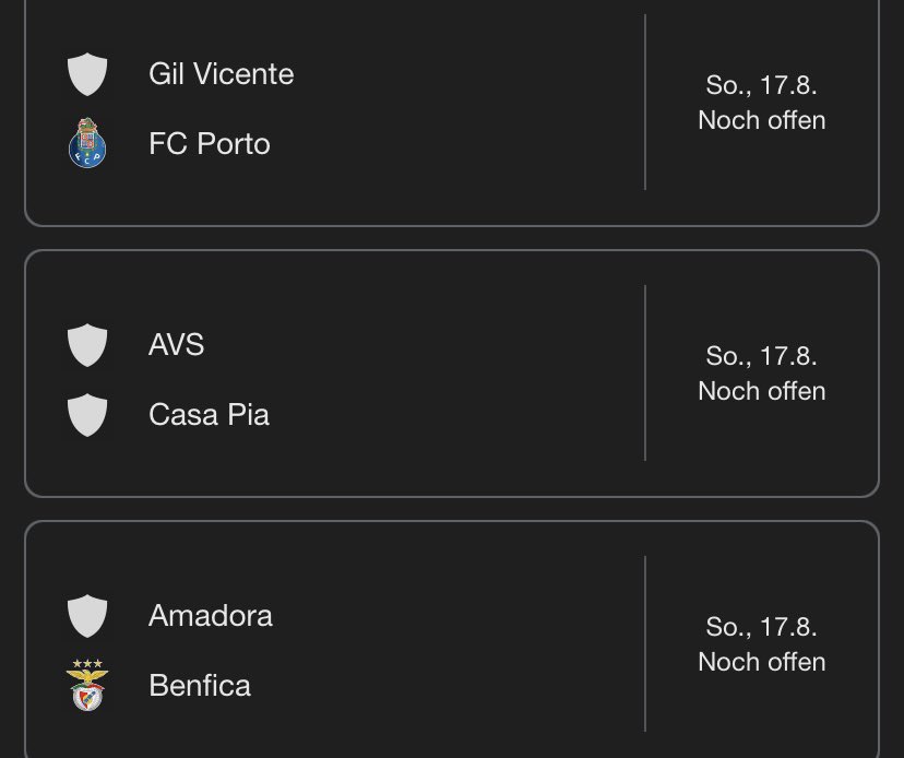Die Terminierung in Portugal ist ja echt wild. Der 2. Spieltag übernächstes Wochenende ist einfach noch nichtmal terminiert.