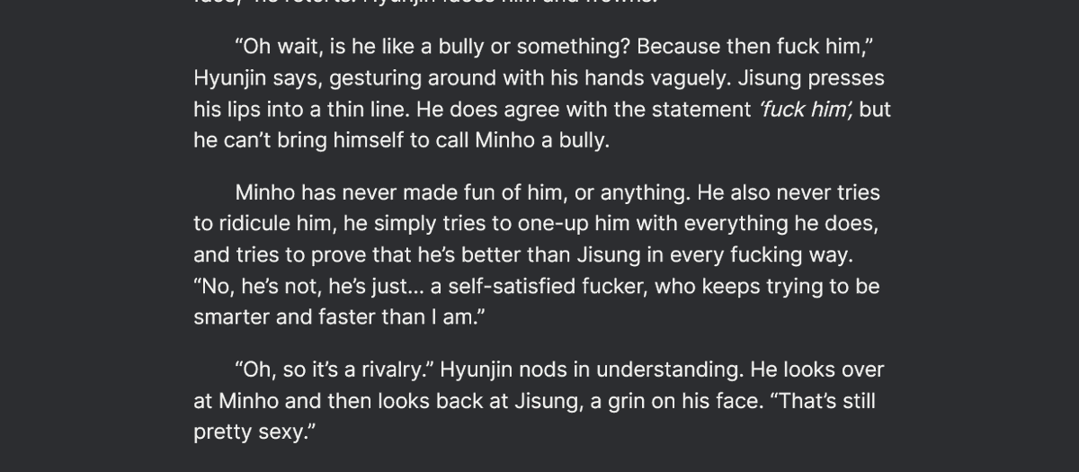 kersenvla's tweet photo. // mnsvng academic rivals

early wip wednesday bc im out tomorroww <3 hyvne thinks rivals are sexy, jsvng disagrees https://t.co/8opfX2kzzK