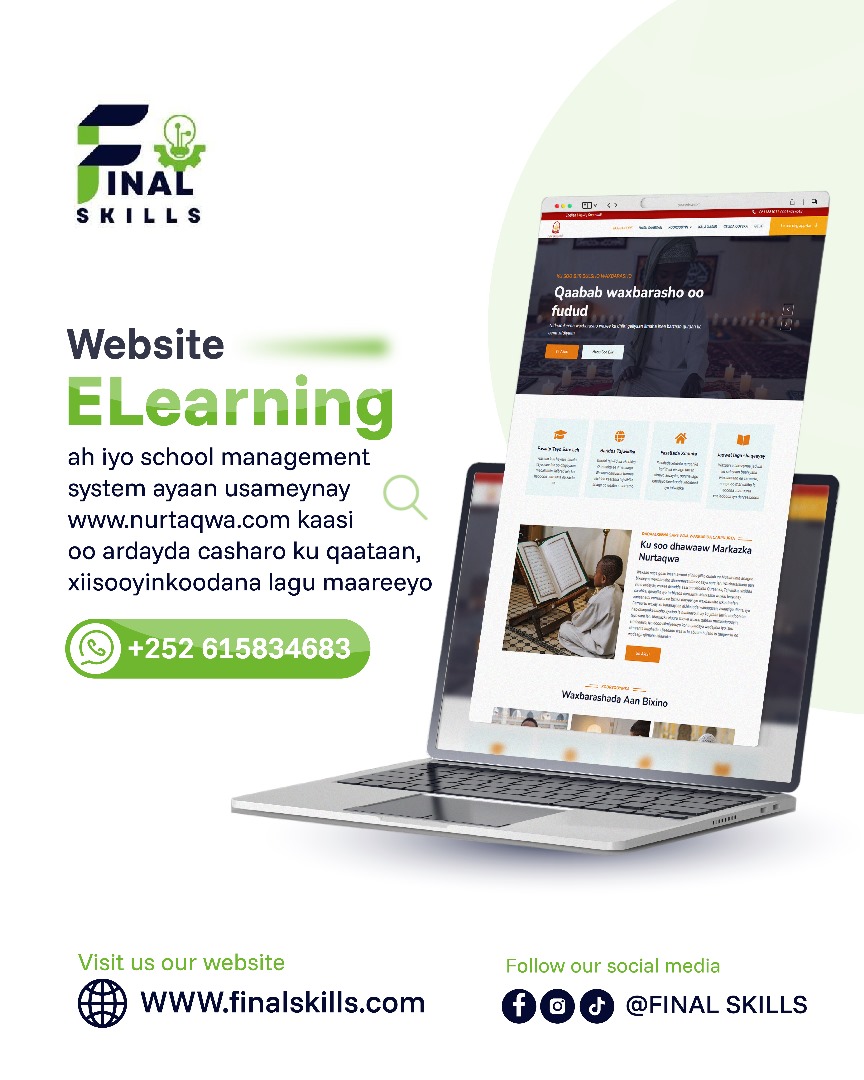 abbas_walaal's tweet image. Macmiil waxaan kuu sameyneynaa School management system iyo website eLearning ah . Kala xariir whatsApp: wa.me/252615834683
#finalskills #elearningplatform #Somalia #Mogadishu