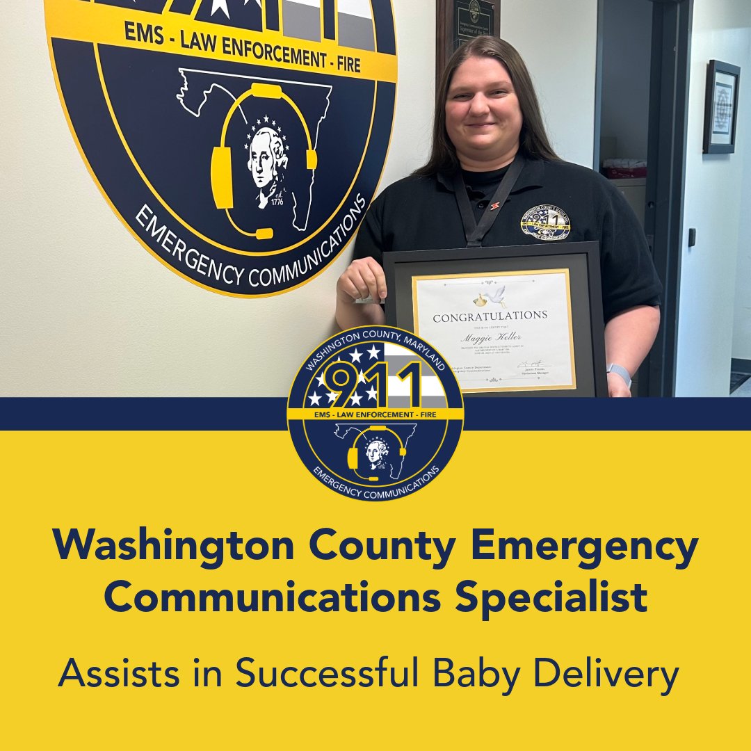 Washington County's 911 Communications Center is proud to recognize the remarkable efforts of Emergency Communications Specialist Maggie Keller, who helped facilitate the successful delivery of a baby during a 911 call.

To read the full release, visit: washco-md.net/news/washingto…
