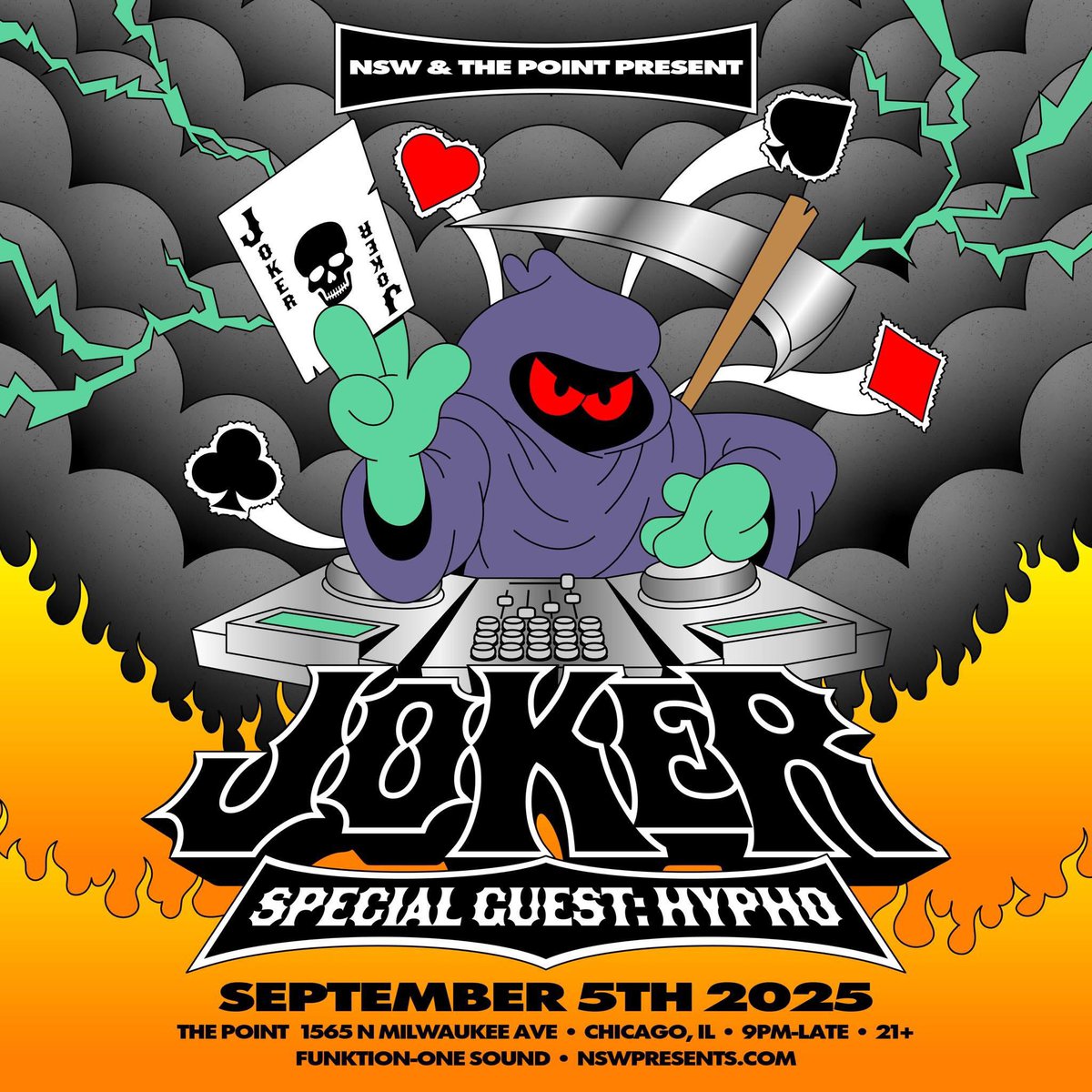 𝙅𝙐𝙎𝙏 𝘼𝙉𝙉𝙊𝙐𝙉𝘾𝙀𝘿 🌚🔊

Joker + Hypho 🃏
❱ Friday, September 5th
❱ Support TBA 
❱ The Point

🎟️ avail in the usual spots…see you in the dance 🪩