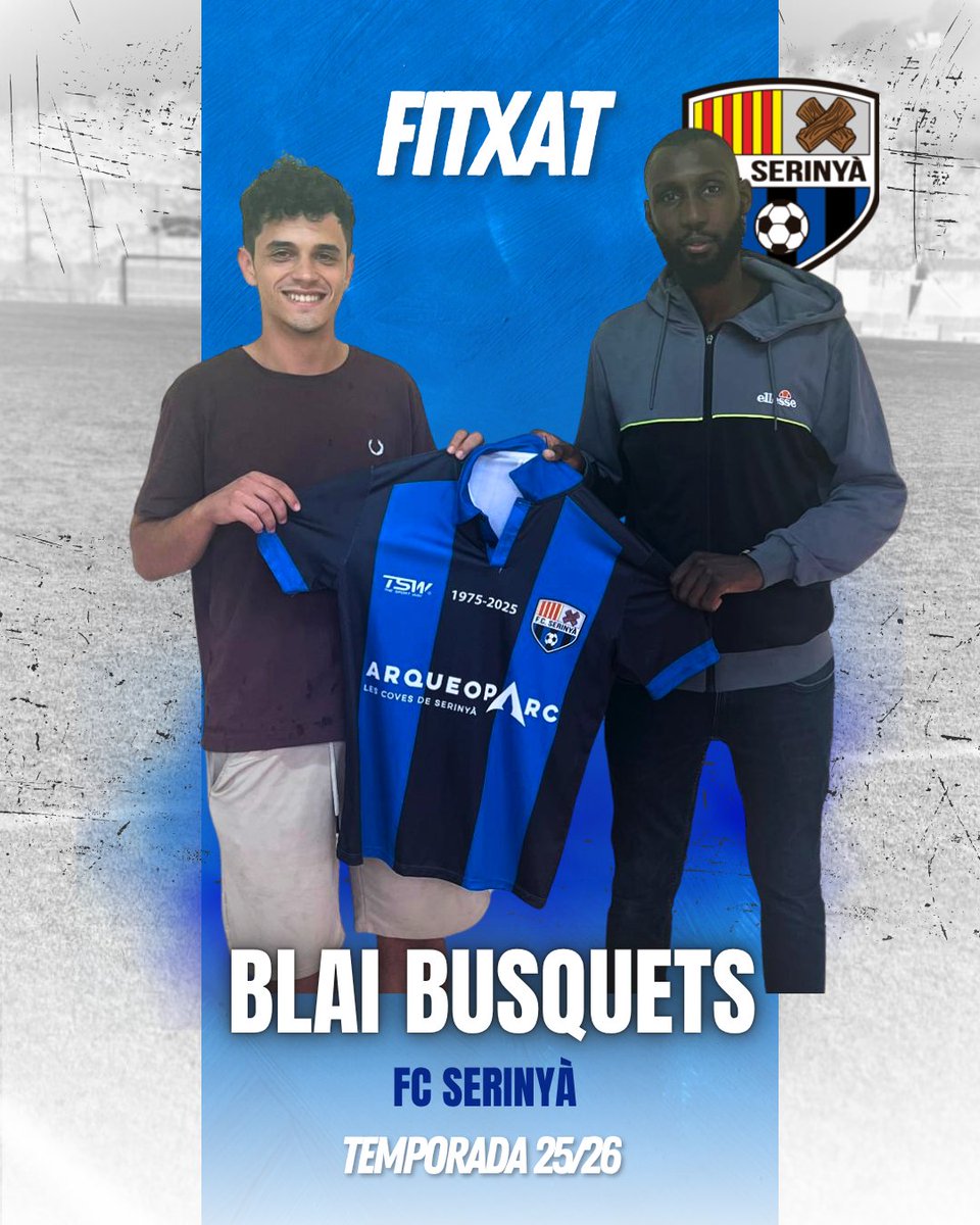⚫🔵 FITXAT ⚫🔵 

BLAI BUSQUETS aterra a Serinyà. Un migcampista amb passat a l'Atlètic Banyoles, que té ganes de tornar-se a posar les botes, i nosaltres encantats que vulgui fer-ho aquí. Tant de bo sigui arriBlai moldre. Benvingut a la teva nova casa Blai! #SempremésSerinyà