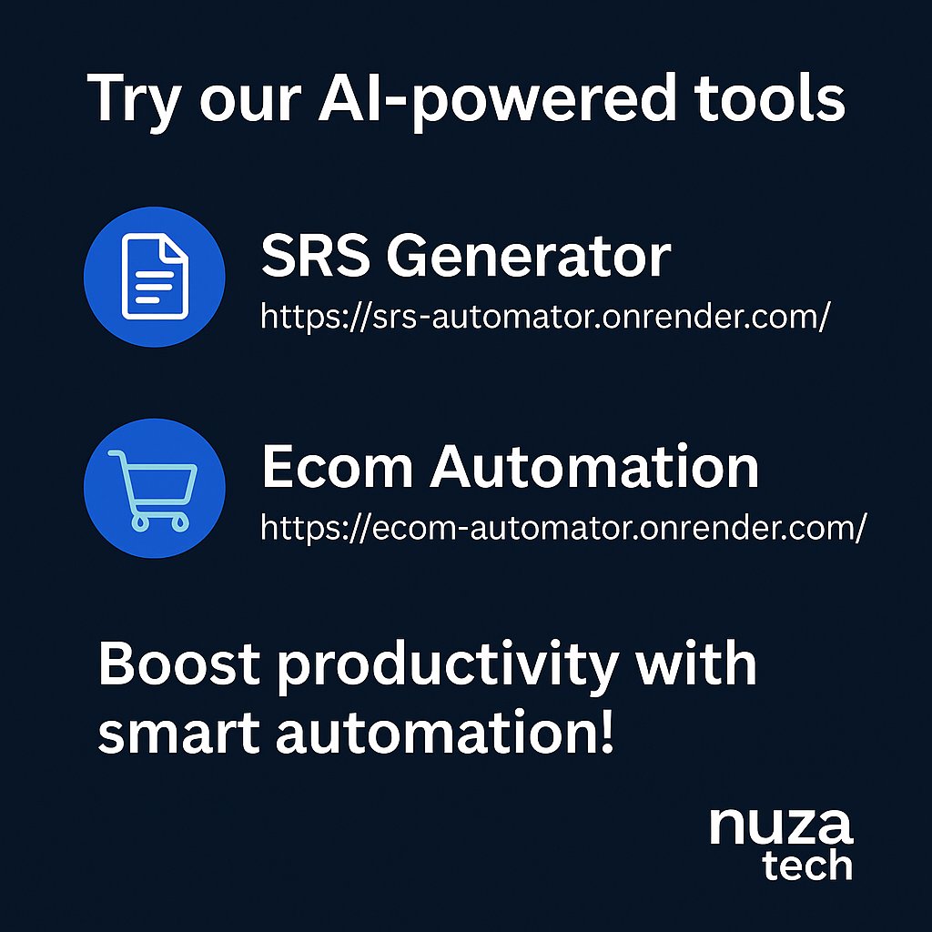 fesabelilla's tweet photo. Try our AI-powered tools 👇
📄 SRS Generator: https://t.co/YkGujJVTZi
🛒 Ecom Automation: https://t.co/GaUxf54TbW https://t.co/dpX6uHV87D