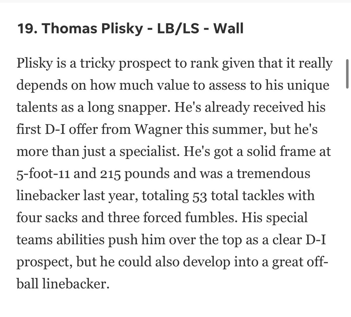 Thomas Plisky (@tplisky08) on Twitter photo I'm extremely honored to be ranked as one of the top football recruits in the shore conference. <a href="/coachrogers328/">Coach Rogers</a> <a href="/CoachDiPaolo/">Coach DiPaolo</a> <a href="/WallKnightsFB/">Wall Knights Football</a> <a href="/Joeshim41/">Joseph Shimko</a> <a href="/Scott5634G/">Gene Scott</a> <a href="/TheChrisRubio/">Rubio Long Snapping®</a> I'm extremely honored to be ranked as one of the top football recruits in the shore conference. <a href="/coachrogers328/">Coach Rogers</a> <a href="/CoachDiPaolo/">Coach DiPaolo</a> <a href="/WallKnightsFB/">Wall Knights Football</a> <a href="/Joeshim41/">Joseph Shimko</a> <a href="/Scott5634G/">Gene Scott</a> <a href="/TheChrisRubio/">Rubio Long Snapping®</a>