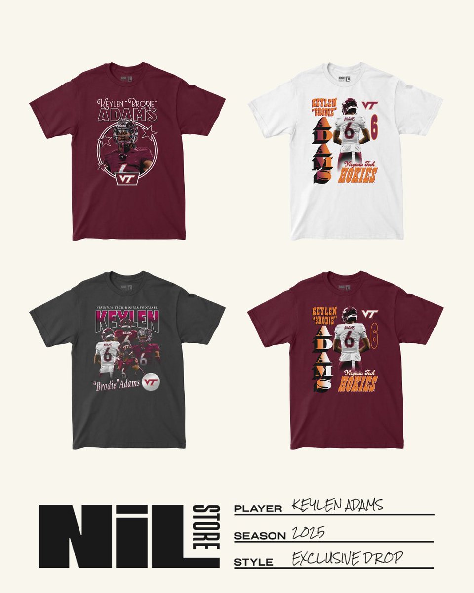 New merchandise for Keylen Adams is a must for the upcoming football season!!

🔗 nil.store/virginia-tech/…