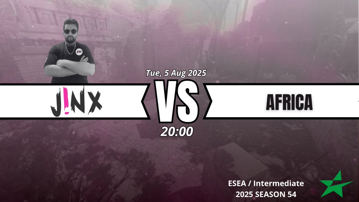 jinxesport's tweet image. GAMEDAY!!! 🚨  Tonight at 20:00 
    
   j!nX vs Africa

@ESEA Intermediate  

 Stream: twitch.tv/fusionx 
 Caster: @FusionxCS   

Let’s gooo!  #CS2 #ESEA #JinxEsport #Gameday