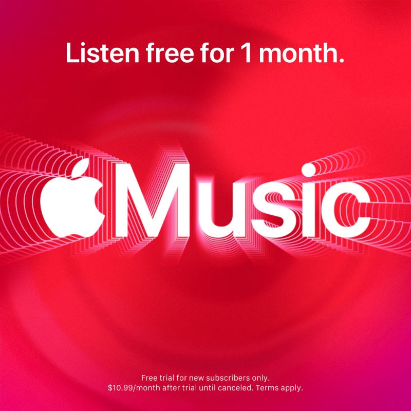 AppleMusic's tweet photo. Listen free for 1 month.
