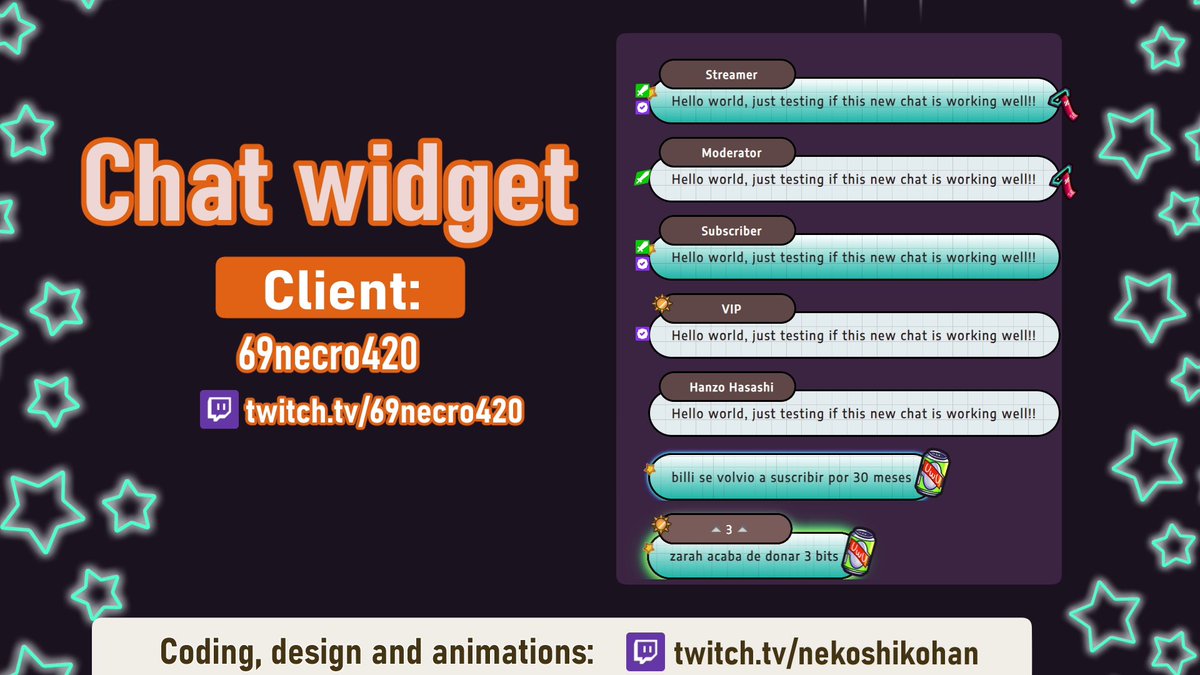 NekoshikoHan's tweet photo. Overlay de chat - Necro420! 🔥
✨ Diseño personalizado para su stream
✅ Integrado con StreamElements
🚀 Efectos animados
📌 ¡Mira el resultado en mi Instagram! 👇
➡️ [https://t.co/vciqtbqFhx]
Deseas uno igual? Comenta! 💬#TwitchDesign #StreamOverlay #StreamersLatam https://t.co/90EDZNZXqw